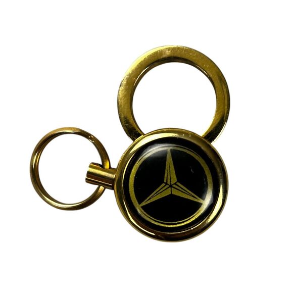 Mercedes Benz Keychain Keyring Tag Gold and Black Moveable Keychain Arm - Picture 2 of 5